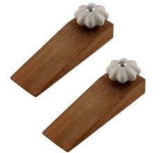 2 Pieces Cream Melon Crackle Ceramic Wooden Door Stopper